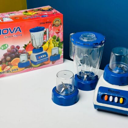 Nova NV-BL999 3 In 1 Blender Mixer And Grinder – Blue Color